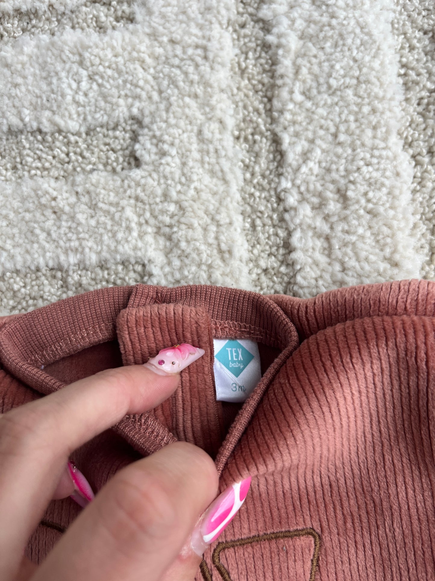 Sweat à manches longues rose poudré en velours « play Time » - 3 mois