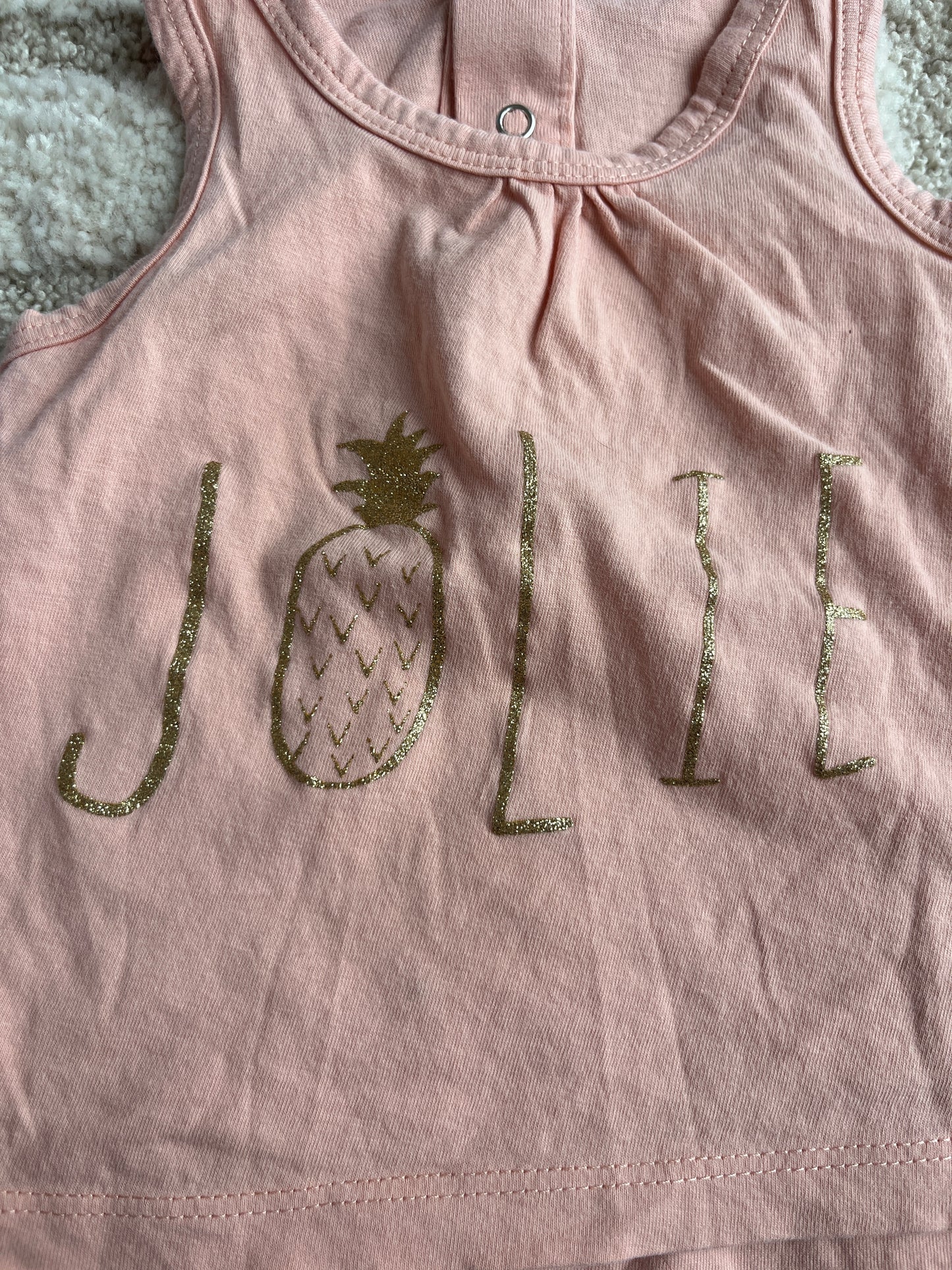 Débardeur rose motif ananas « jolie » - 3 mois