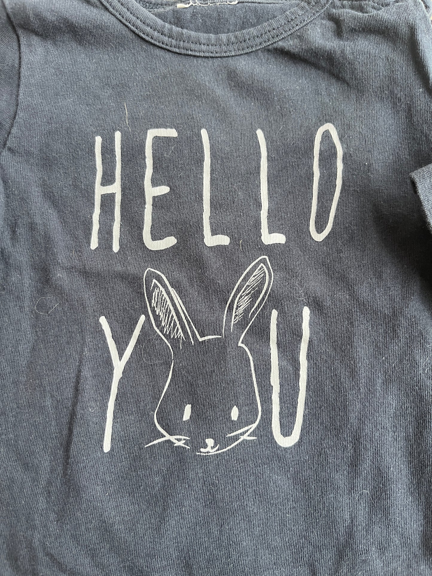 T-shirt à manches longues bleu marine « hello you » - 3 mois