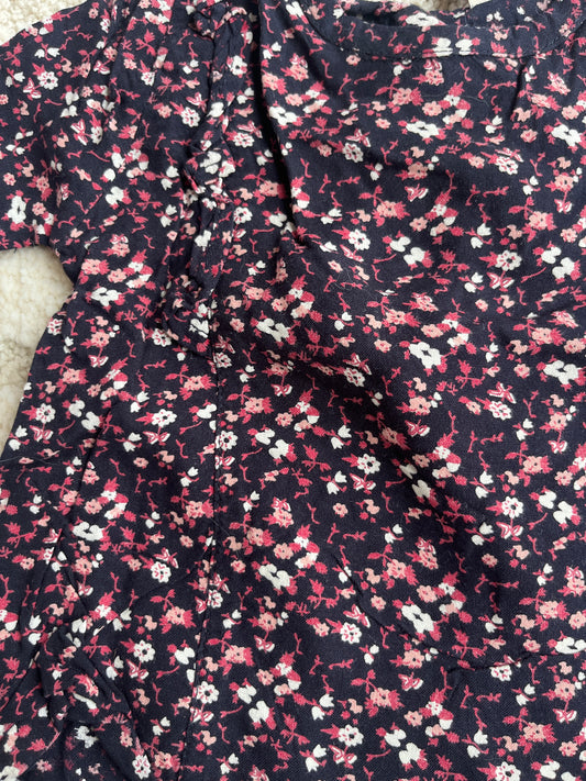 Blouse à manches longues noire fleurie - 3 mois