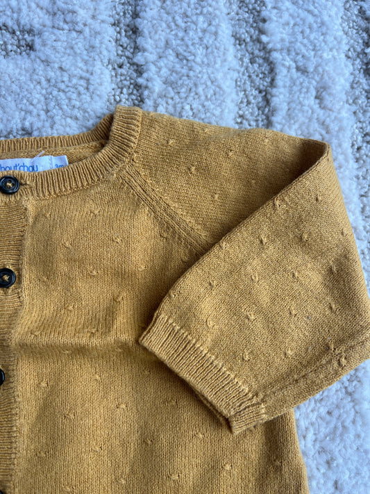 Cardigan à manches longues moutarde avec broderies Bout’chou - 3 mois