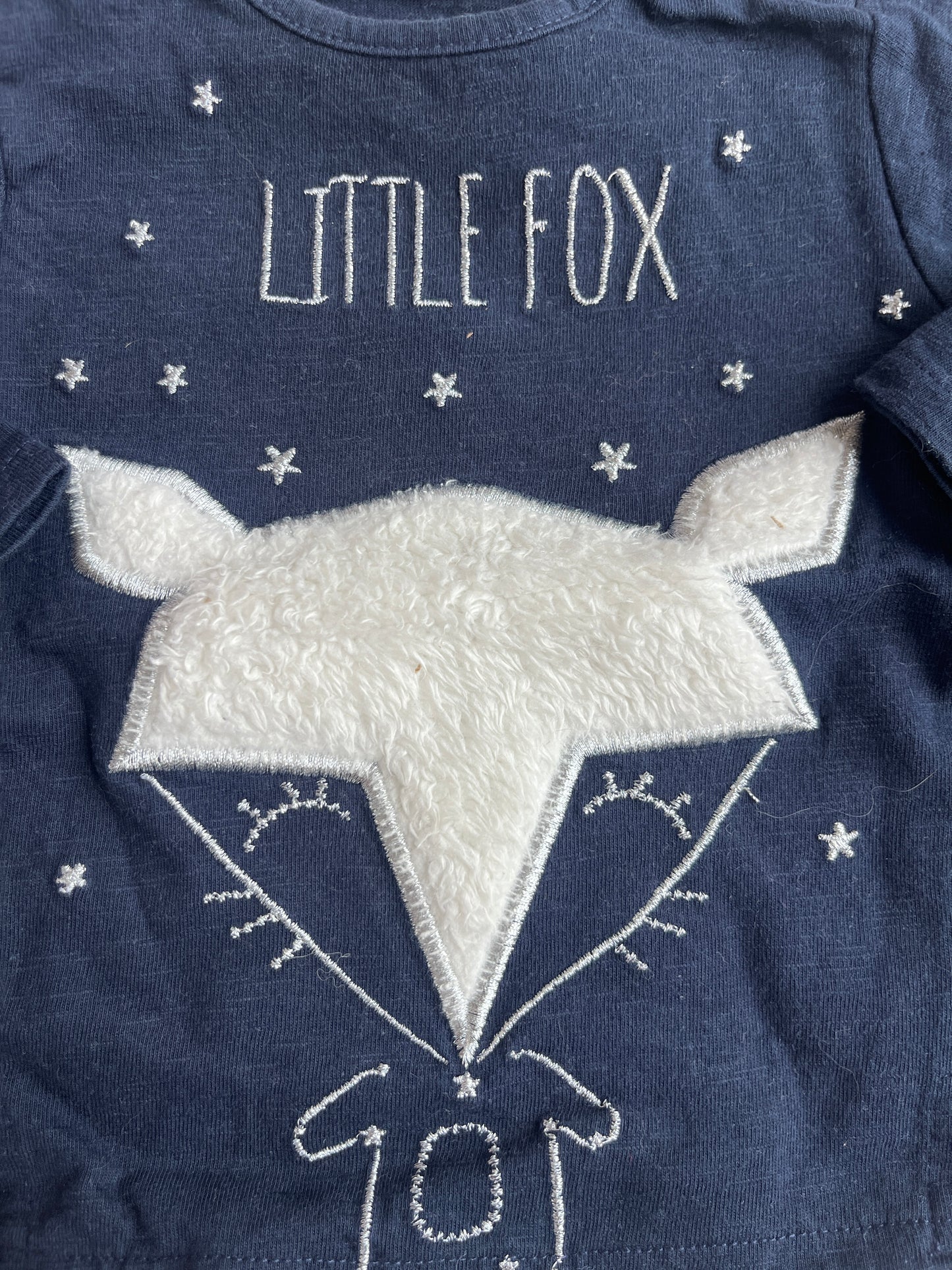T-shirt à manches longues bleu marine « Little fox » - 3 mois