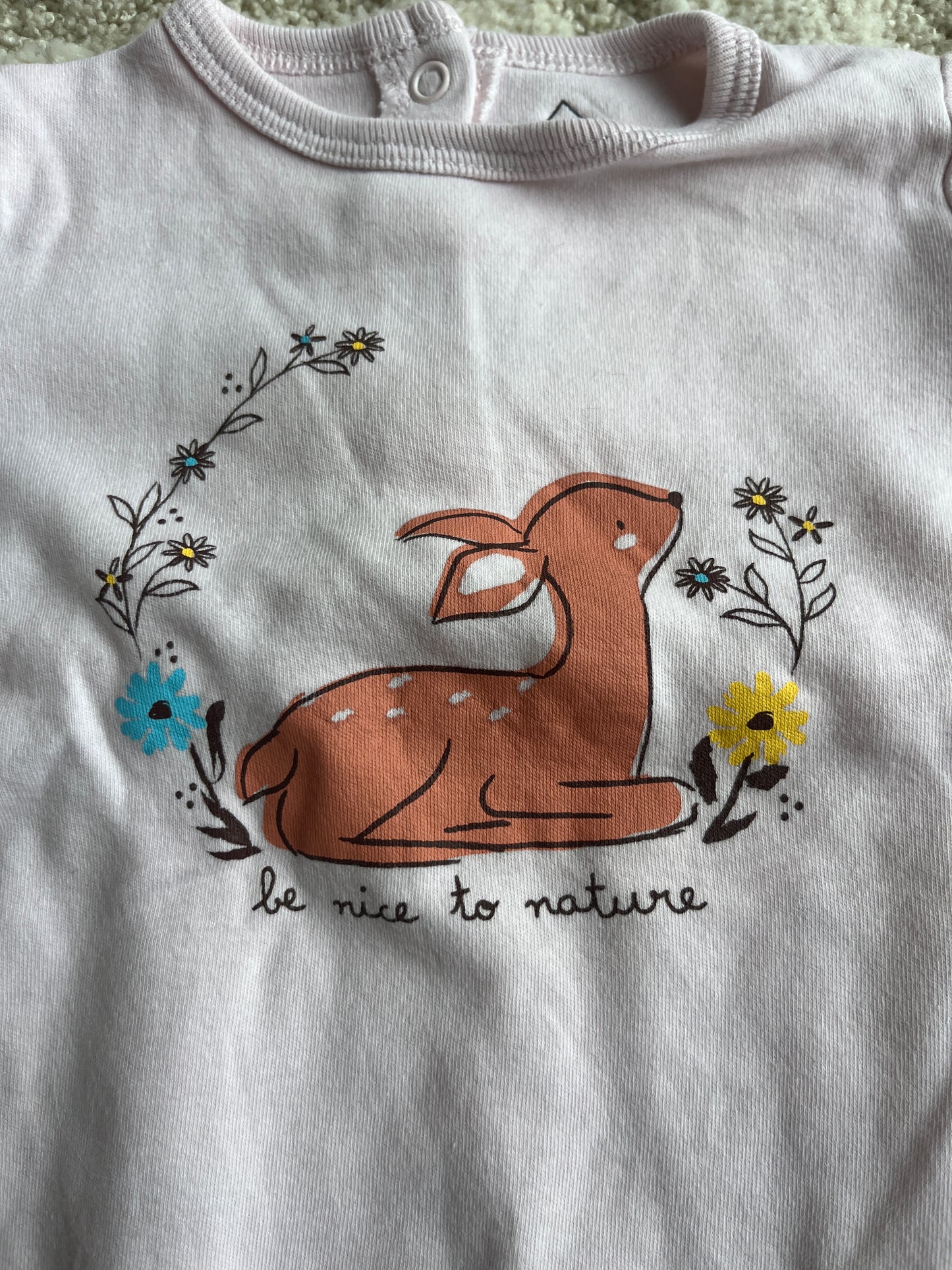 Pyjama léger rose pale faon « be nice to nature » - 3 mois