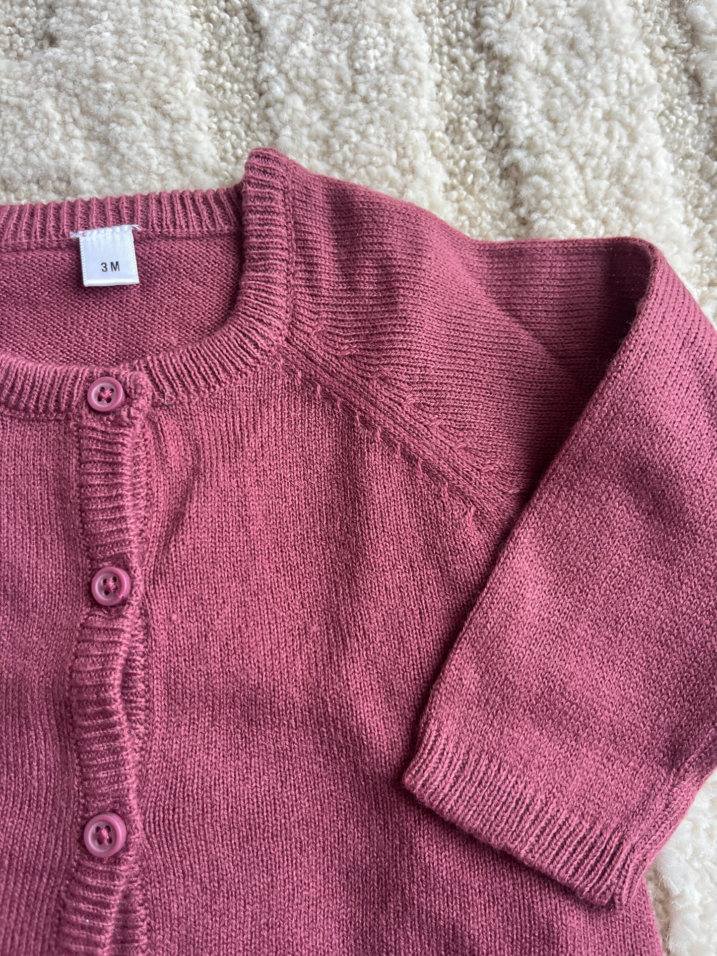 Cardigan à manches longues en maille prune - 3 mois