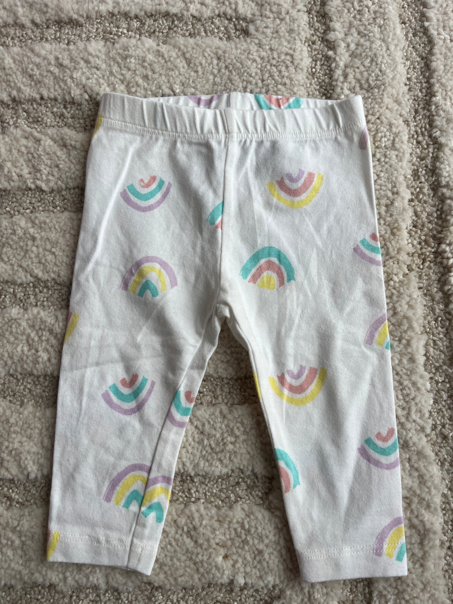 Legging en jersey blanc avec motifs arc-en-ciel - 3 mois