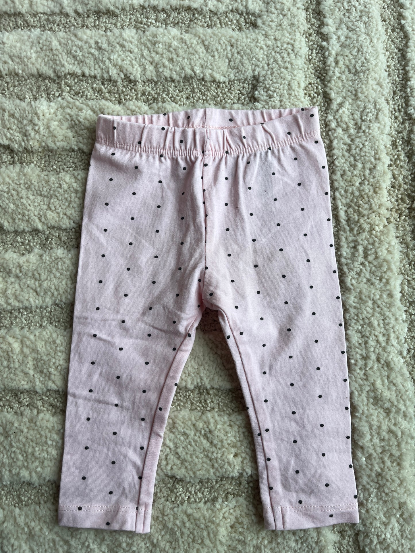 Legging en jersey rose pale avec pois noirs - 3 mois
