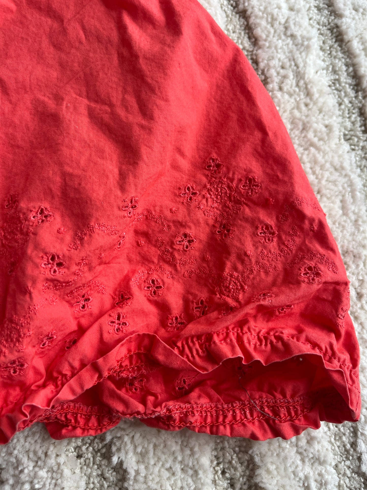 Robe ballon sans manches corail avec broderies - 3 mois