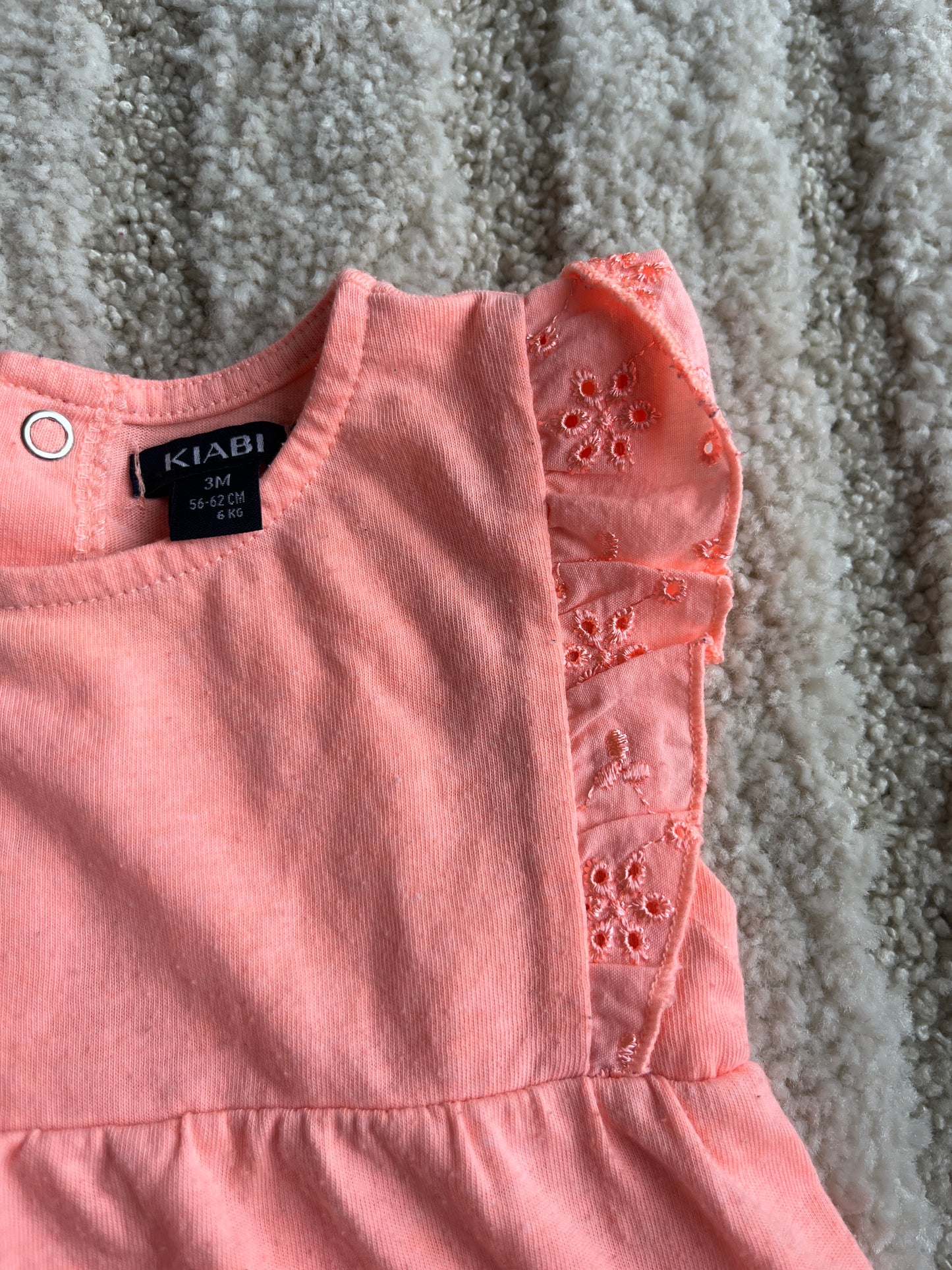 T-shirt sans manches volantées rose fluo - 3 mois