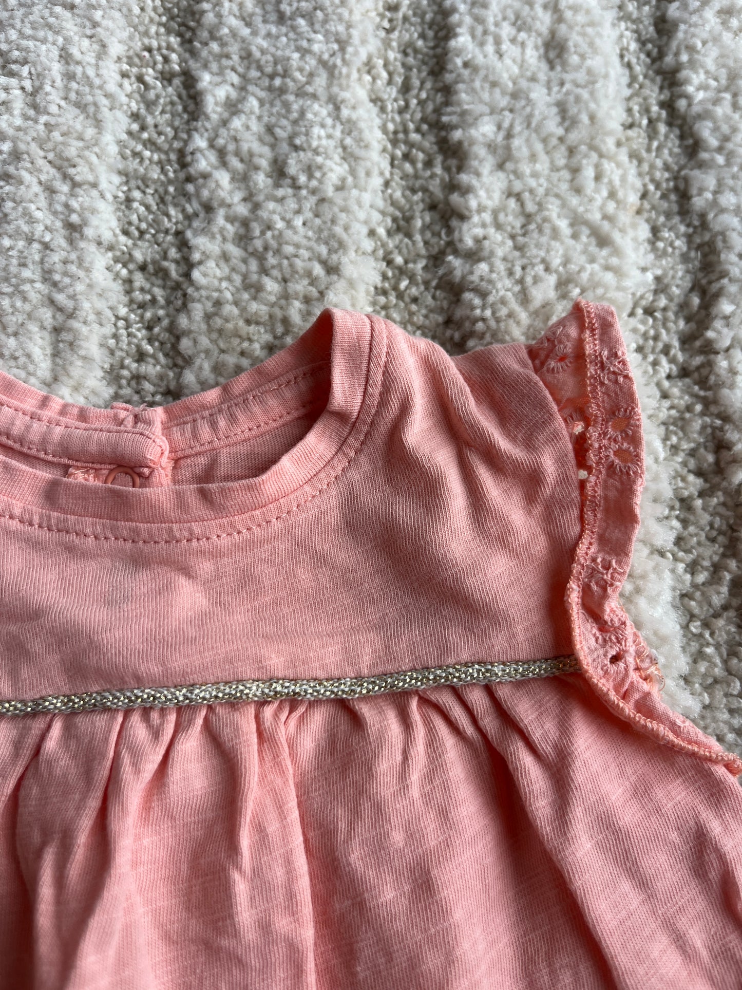 T-shirt sans manches rose liseraie doré - 3 mois