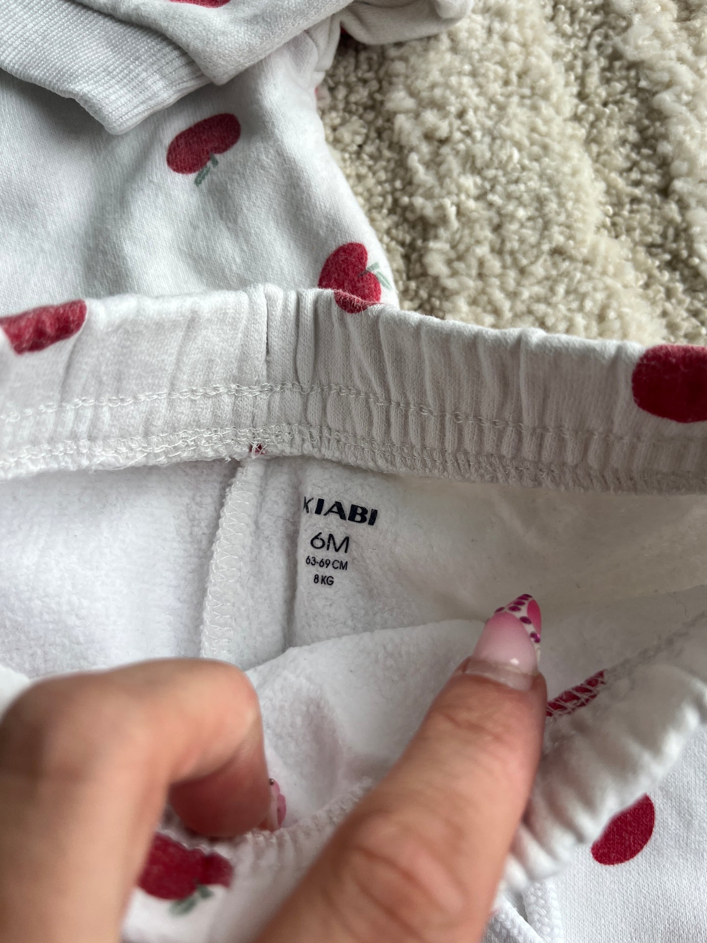 Ensemble jogging blanc motifs pommes molletonné - 6 mois