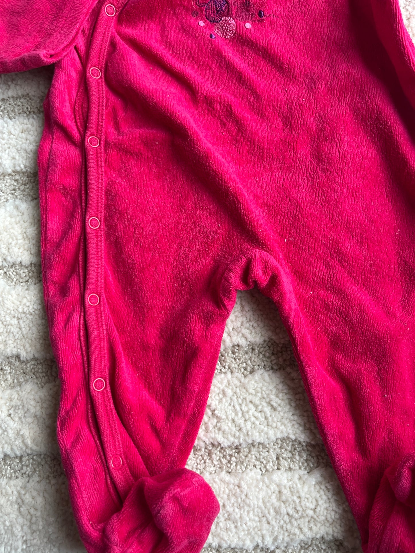 Pyjama velours fuschia motif souris Grain de Blé - 6 mois