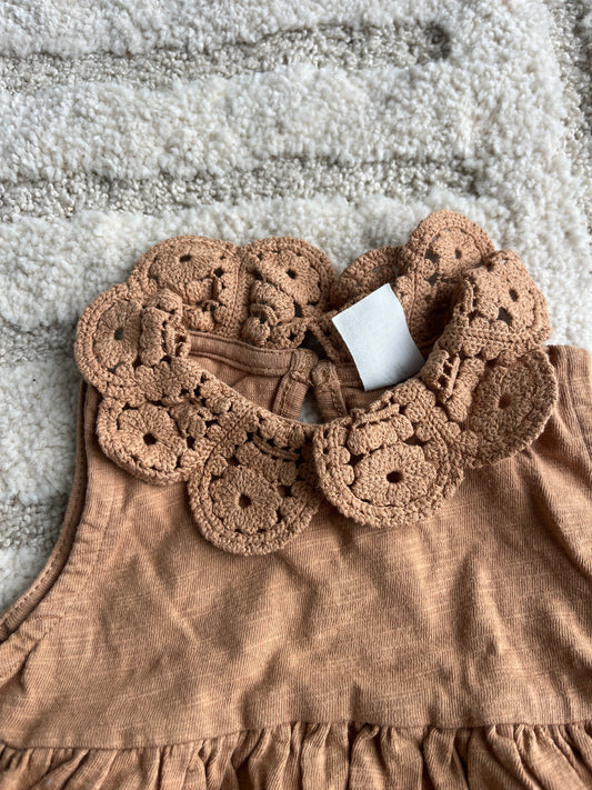 Robe sans manches camel avec col Claudine bohème en lin H&M - 68 cm