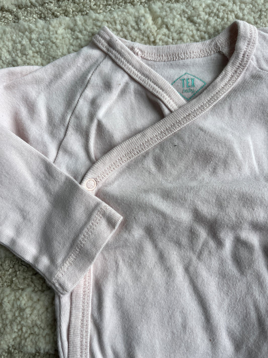Body à manches longues rose pale asymétrique - 6 mois