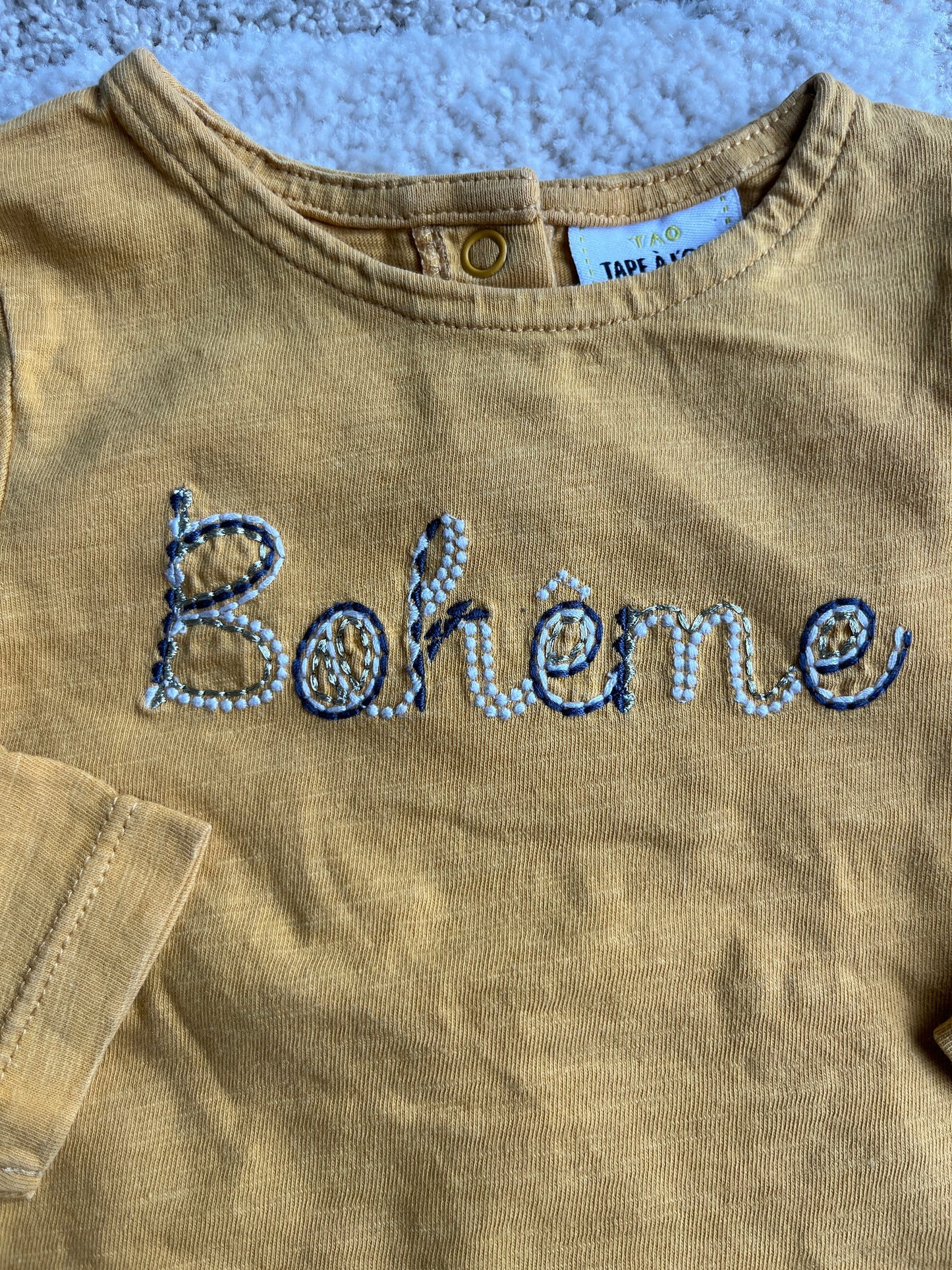 T-shirt à manches longues moutarde « bohème » TAO - 6 mois