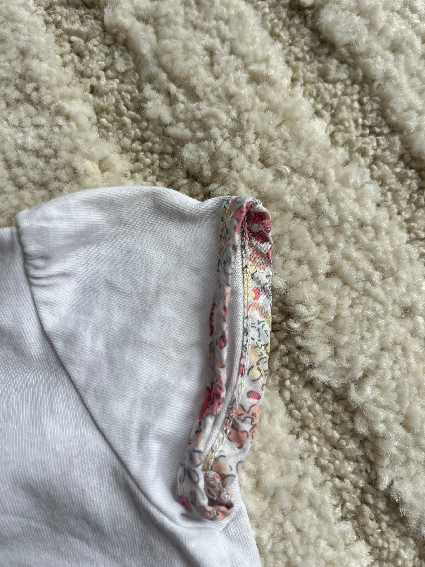 T-shirt à manches courtes blanc fleuri avec col Claudine Sergent Major - 9 mois