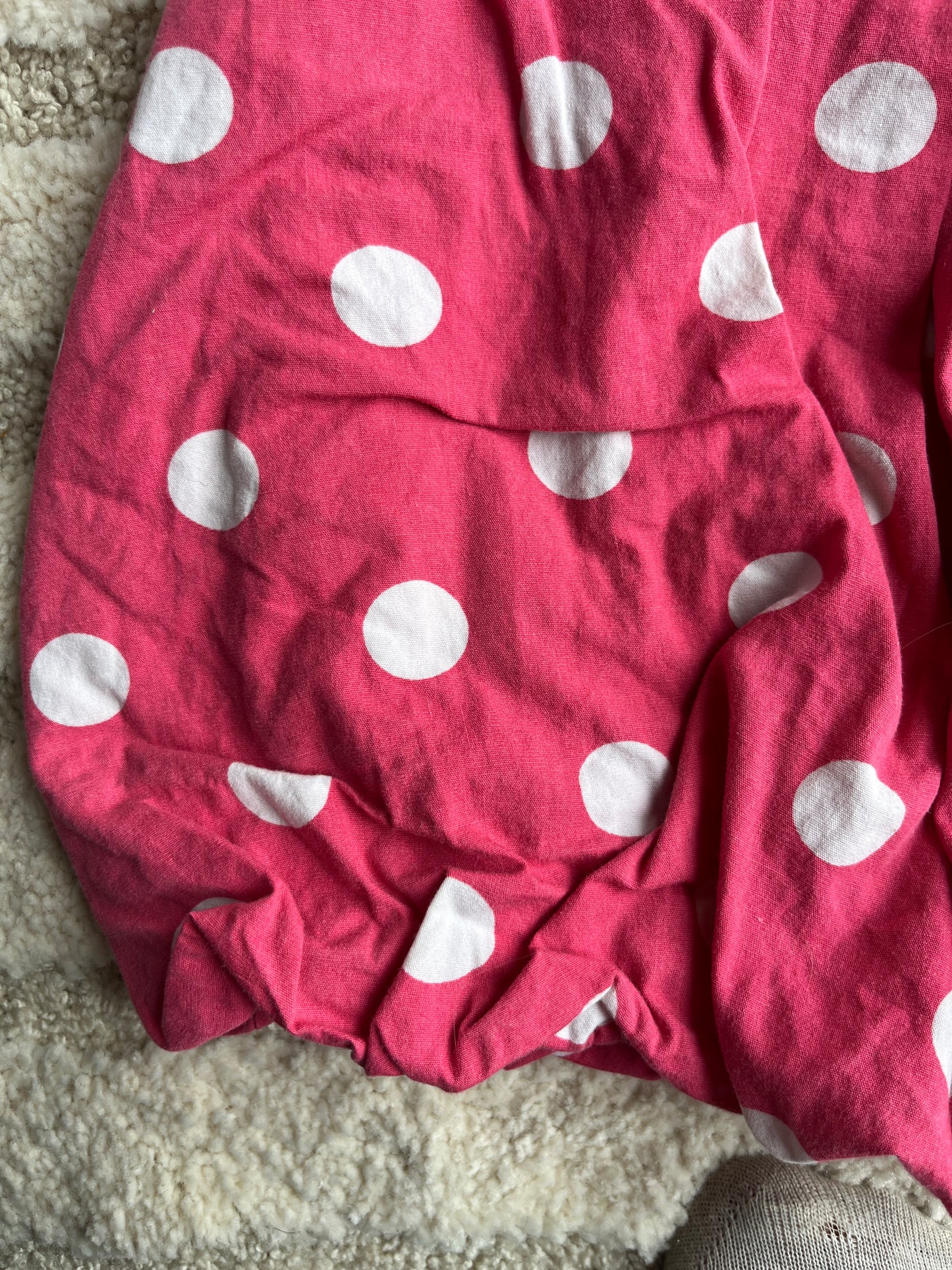 Robe ballon sans manches rose à pois blancs - 9 mois