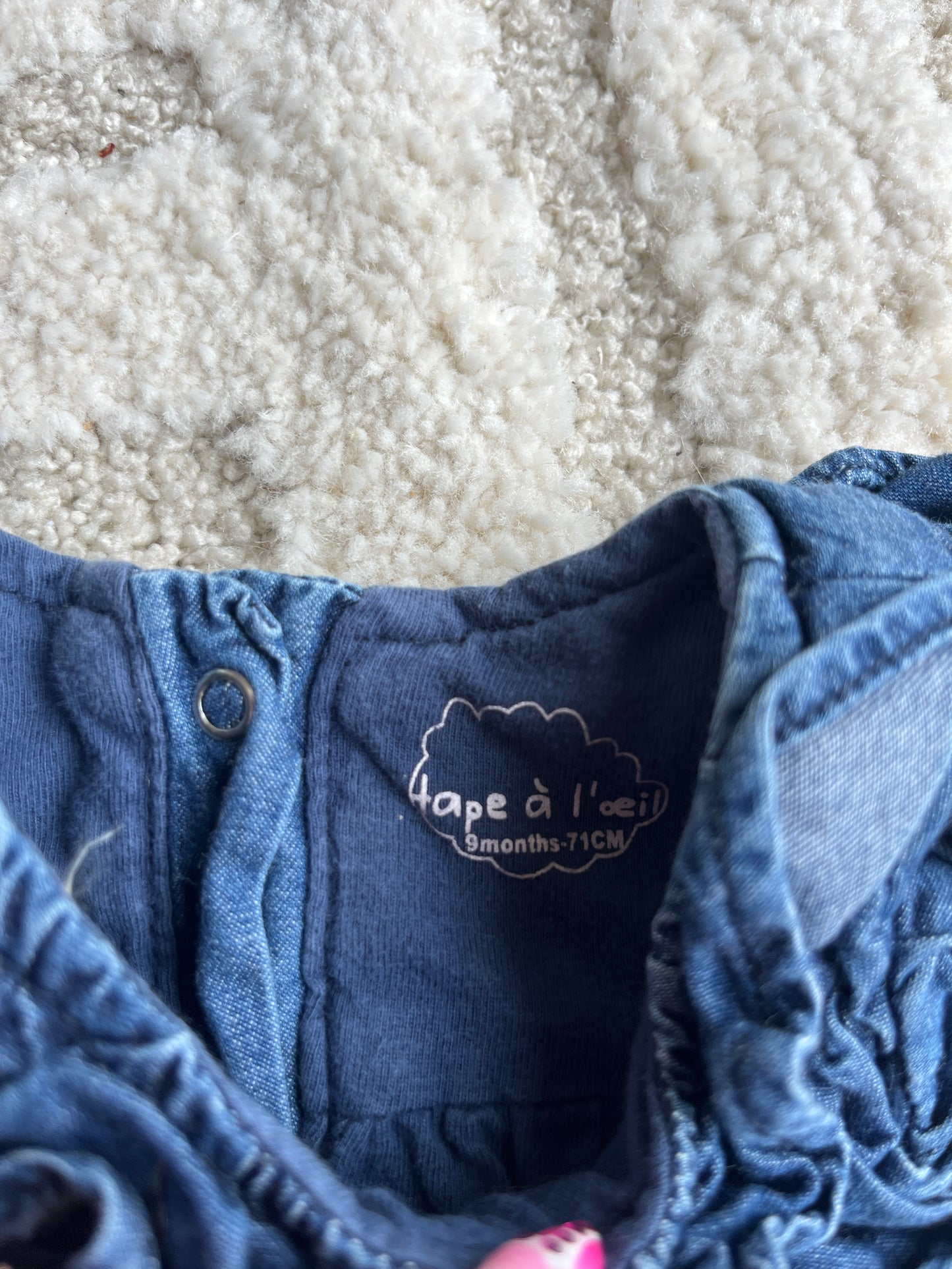 Salopette sans manches effet jean avec volants TAO - 9 mois