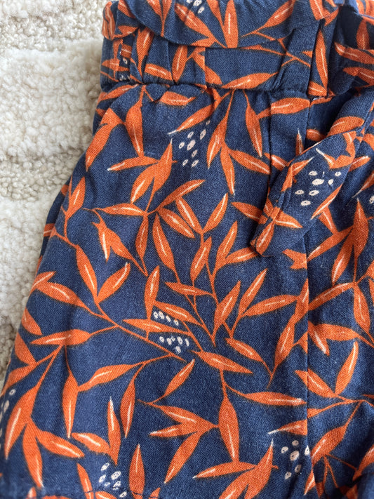 Short avec ceinture bleu marine motifs feuilles Gemo - 12 mois