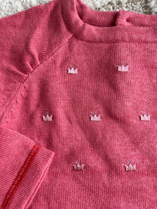 Pull en laine et angora rose Creeks - 12 mois