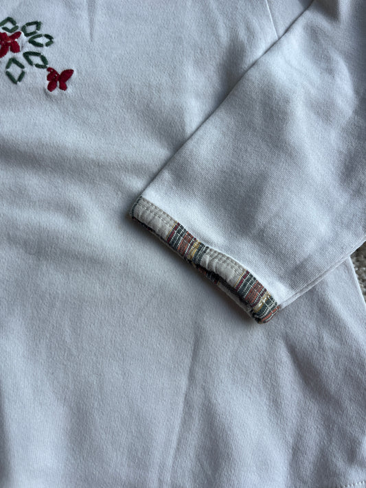 T-shirt à manches longues crème avec fleur et papillon brodé Sergent Major - 18 mois
