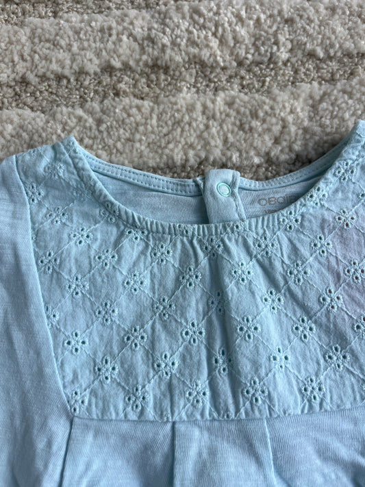 T-shirt à manches courtes bleu avec broderies Obaïbi - 18 mois