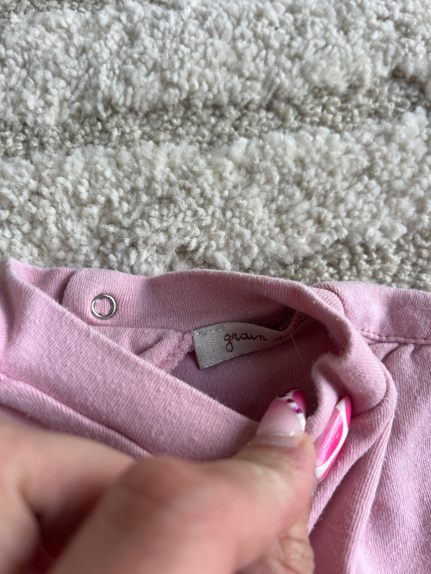 T-shirt à manches longues rose motif fleur en relief Grain de Blé - 18 mois