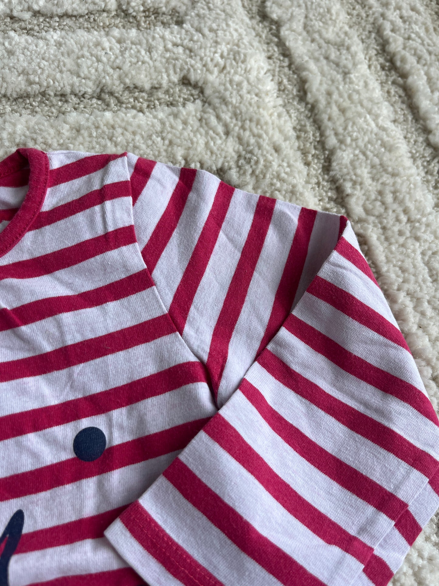 T-shirt à manches longues rayé rouge et blanc « jolie en DPAM » - 18 mois