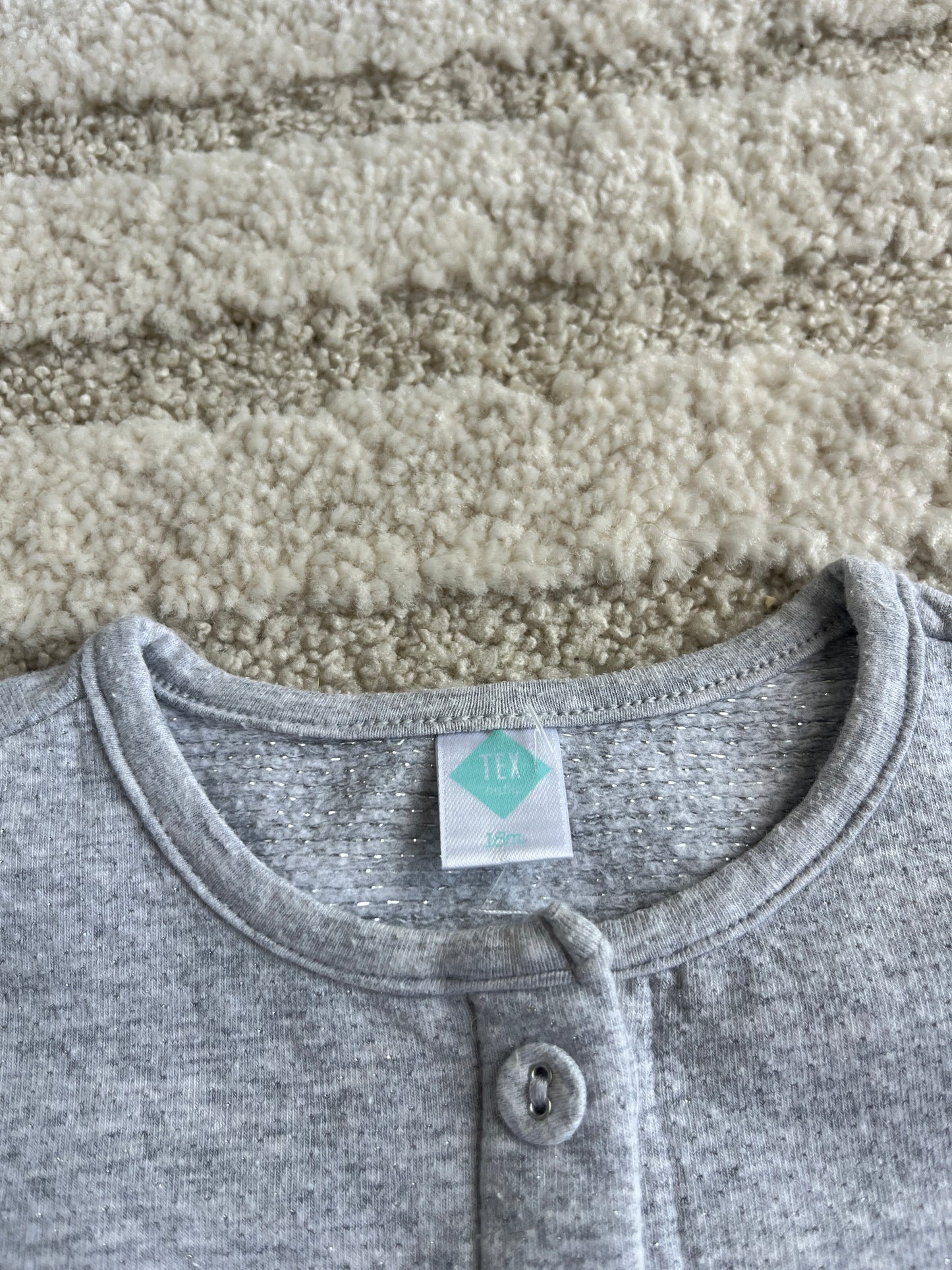 Cardigan à manches longues gris avec détails argentés et poches Tex - 18 mois