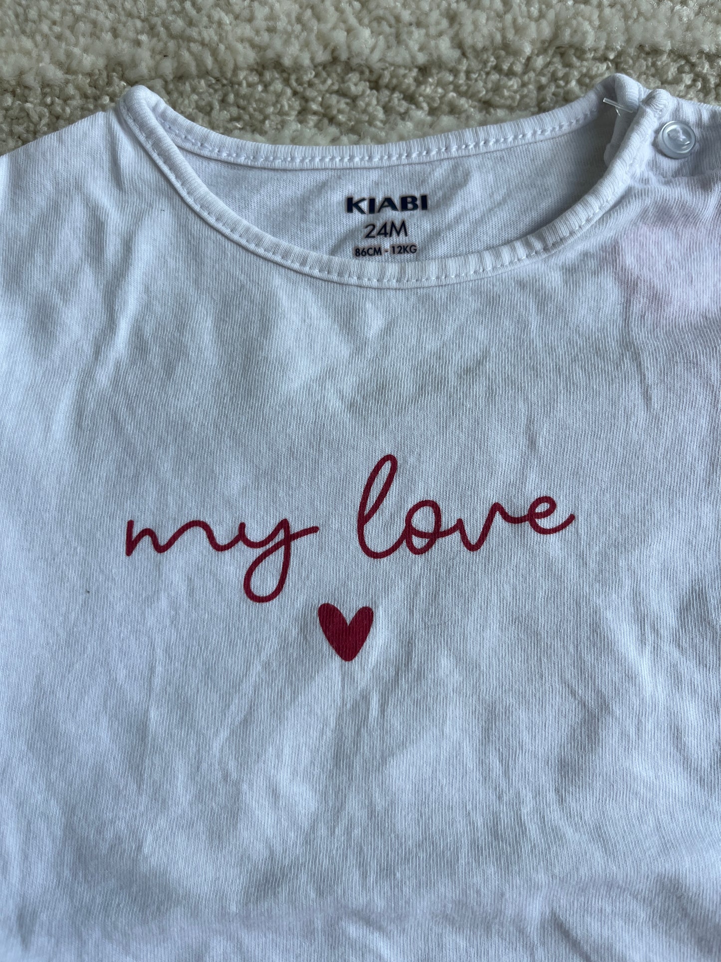T-shirt à manches courtes blanc « my love » - 24 mois