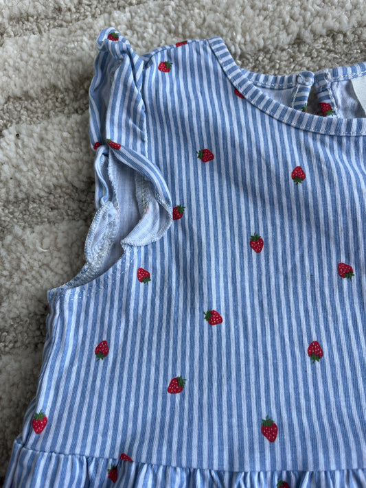 Robe sans manches été rayée bleu et blanche motifs fraises H&M - 92 cm