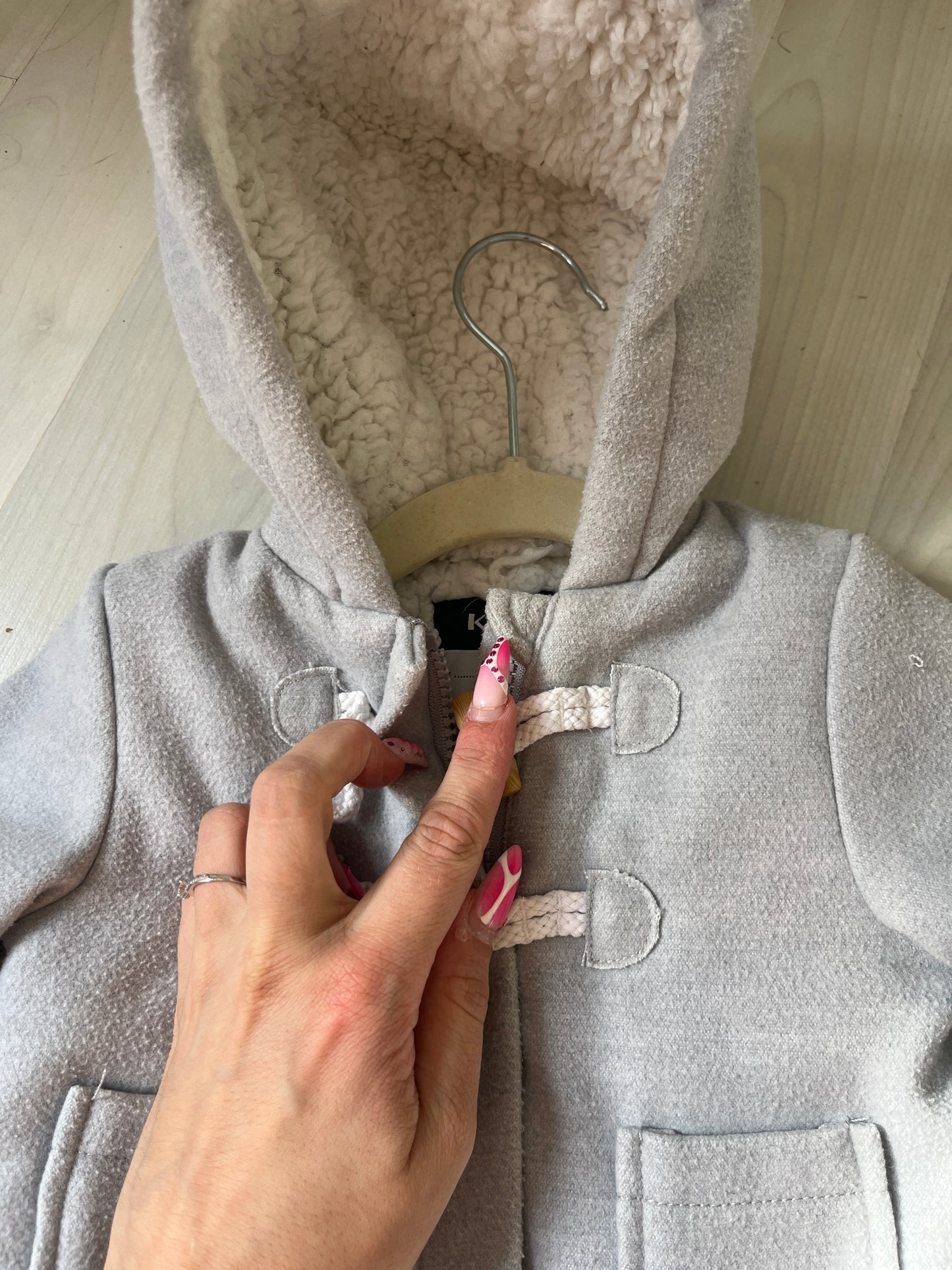 Manteau à manches longues et à capuche gris - 3 mois