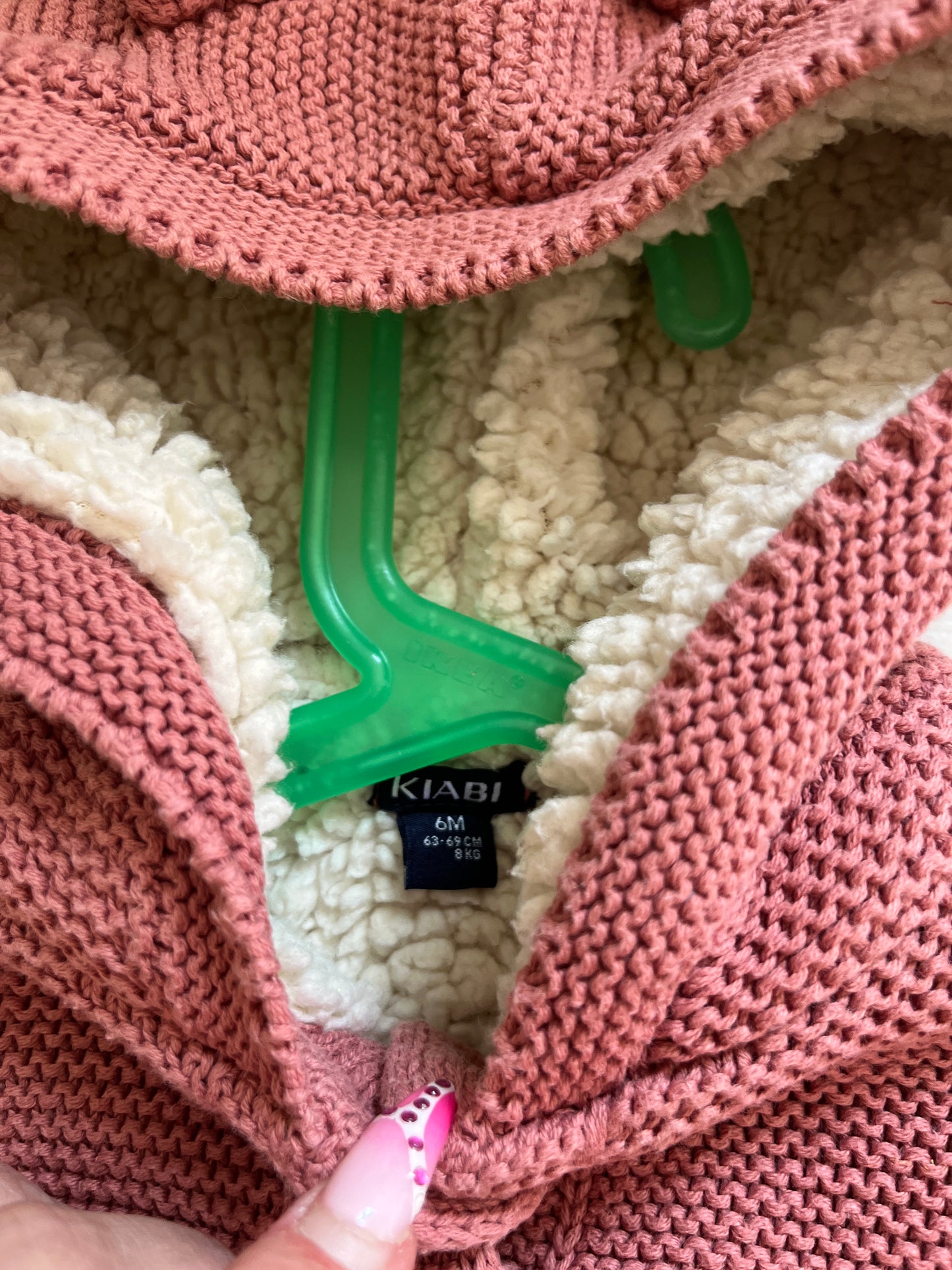 Veste à manches longues rose côtelé à capuche - 6 mois