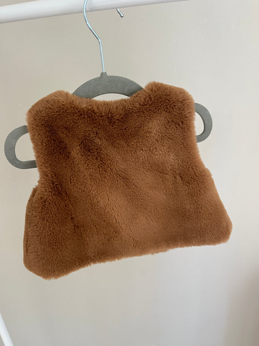 Gilet sans manches marron intérieur fleurs - 12 mois