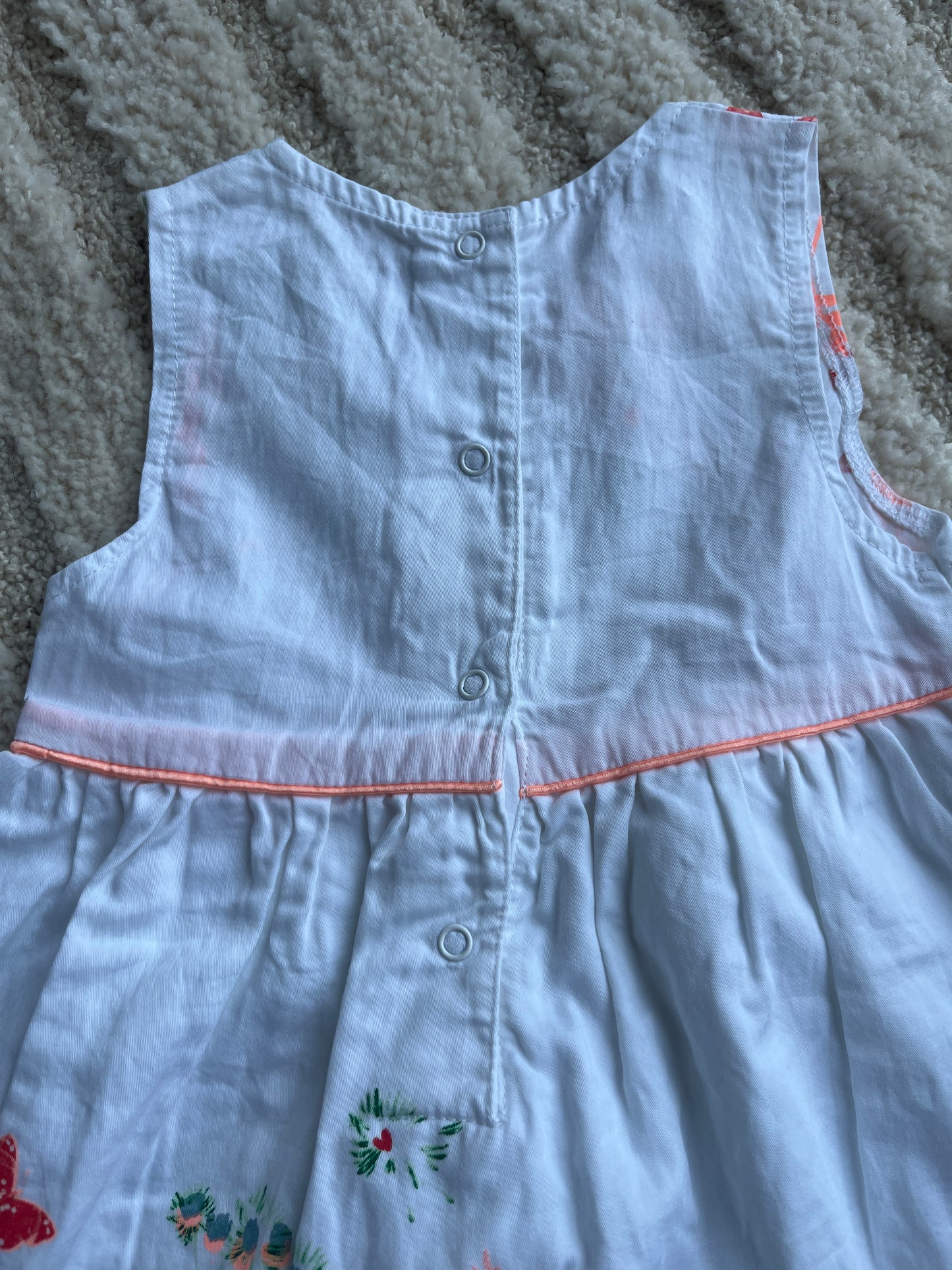 Robe sans manches été blanche motifs fleurs orange fluo Gemo - 12 mois