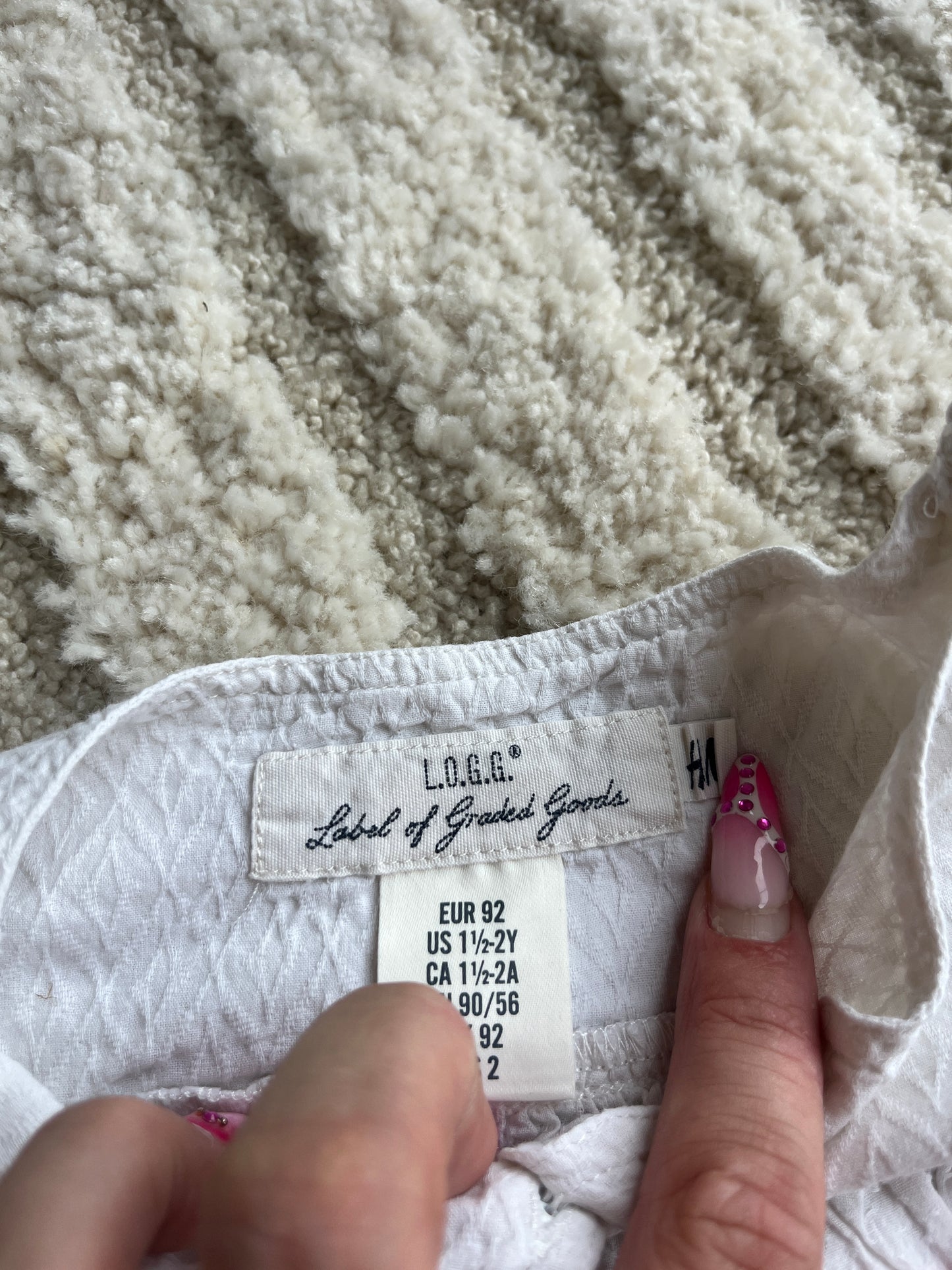 Blouse à manches longues blanche avec broderies H&M - 92 cm
