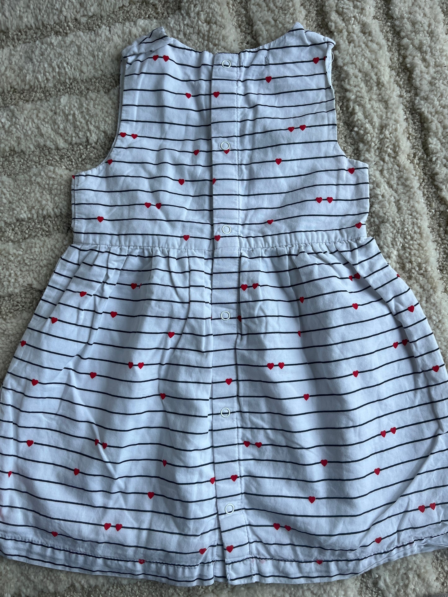 Robe été blanche rayée motifs cœurs rouges - 18 mois