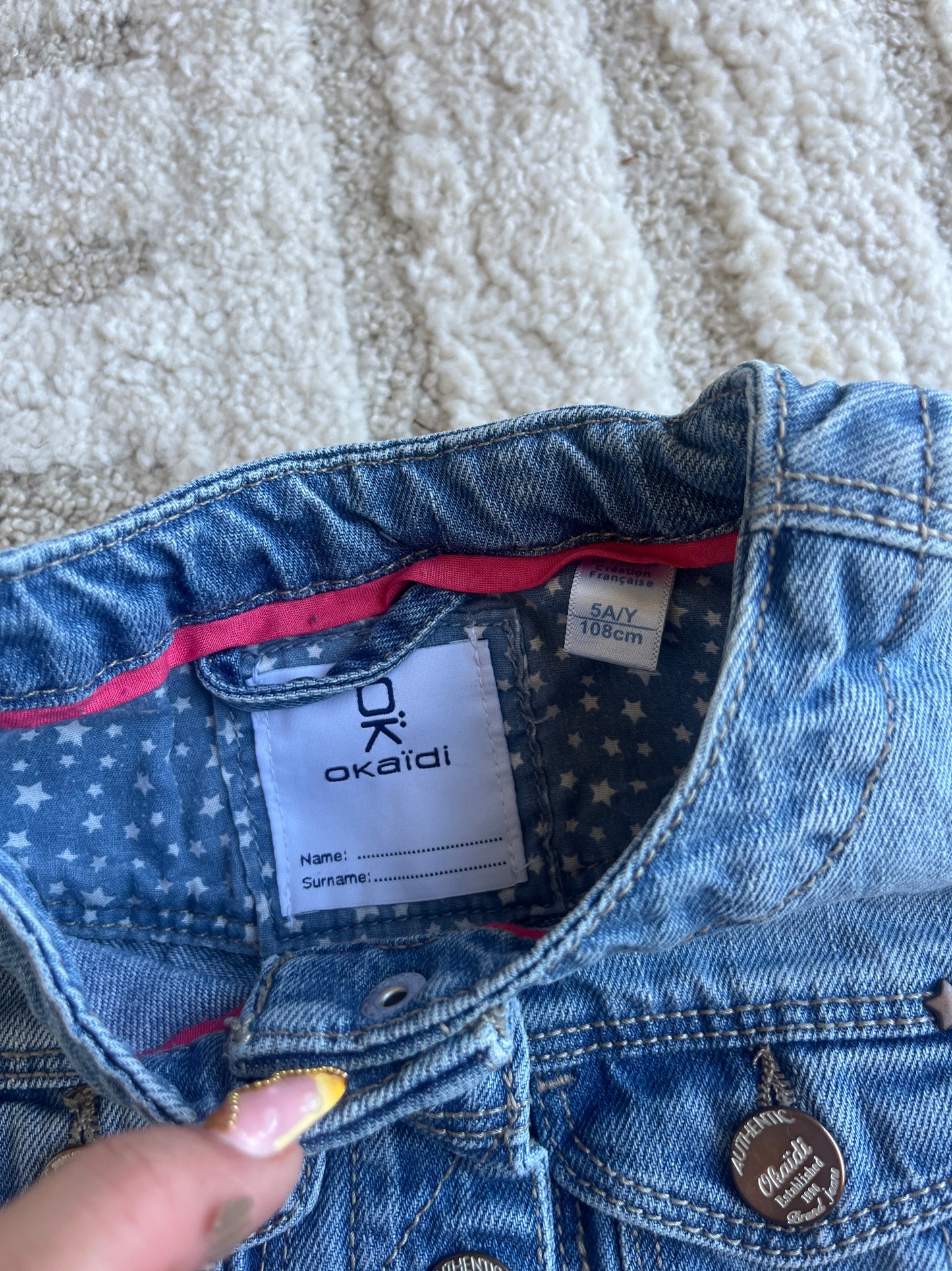 Veste en jean bleu intérieur étoiles Okaïdi - 5 ans