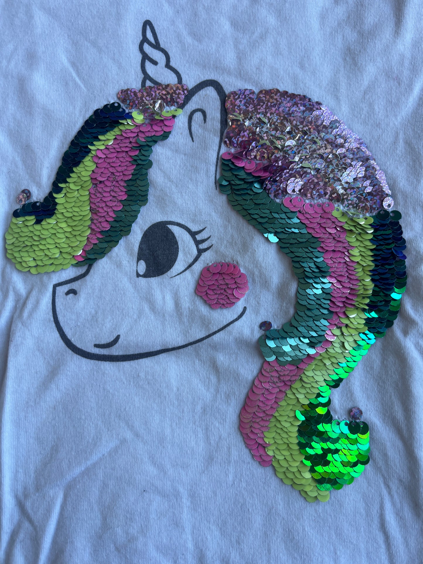 T-shirt à manches courtes blanc motif licorne - 6 ans