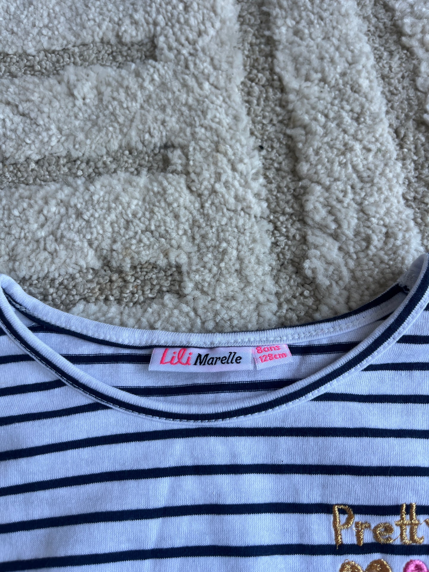 T-shirt à manches longues rayé « pretty girl » Lili Marelle - 8 ans