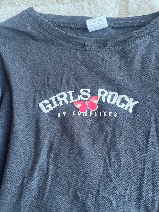 T-shirt à manches longues noir « Girls Rock » - 8 ans
