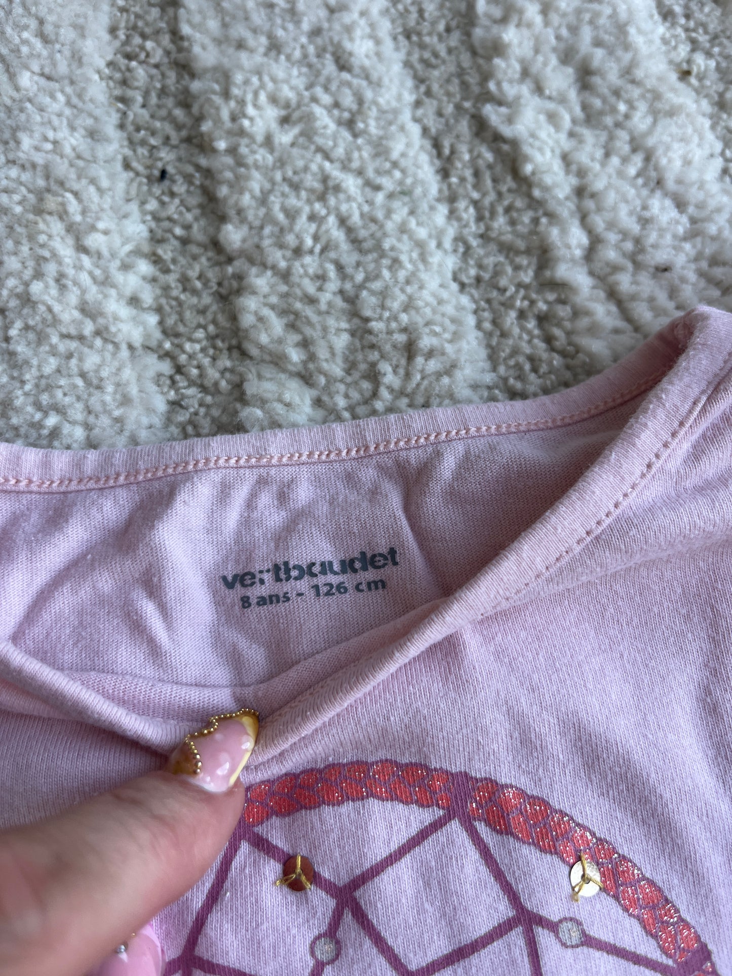 T-shirt à manches longues rose motif attrape-rêves Vertbaudet - 8 ans