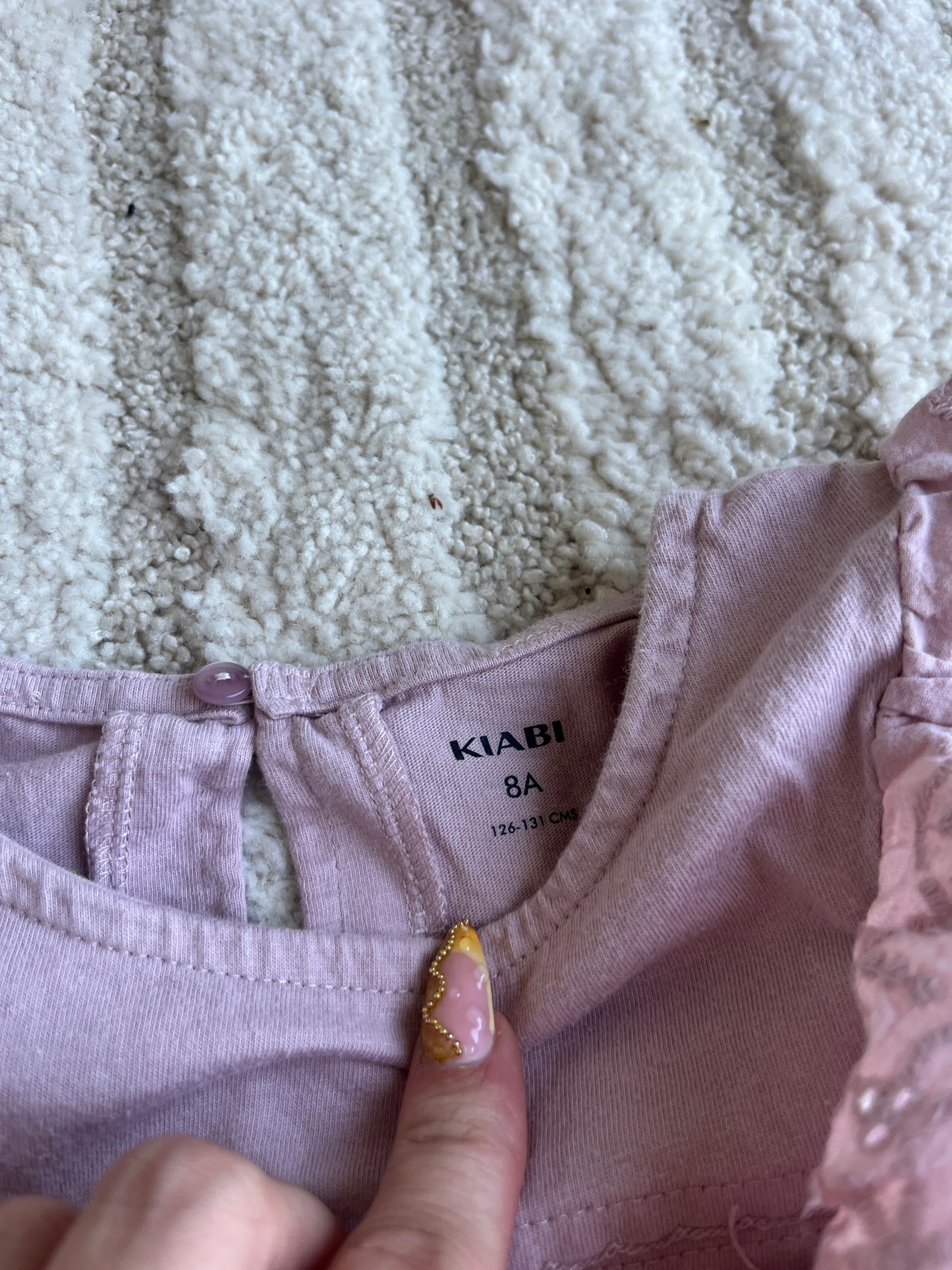 T-shirt à manches longues rose volantés - 8 ans