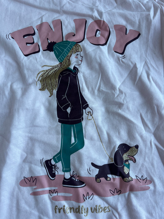 T-shirt à manches courtes rose « enjoy » avec tecquel - 10 ans