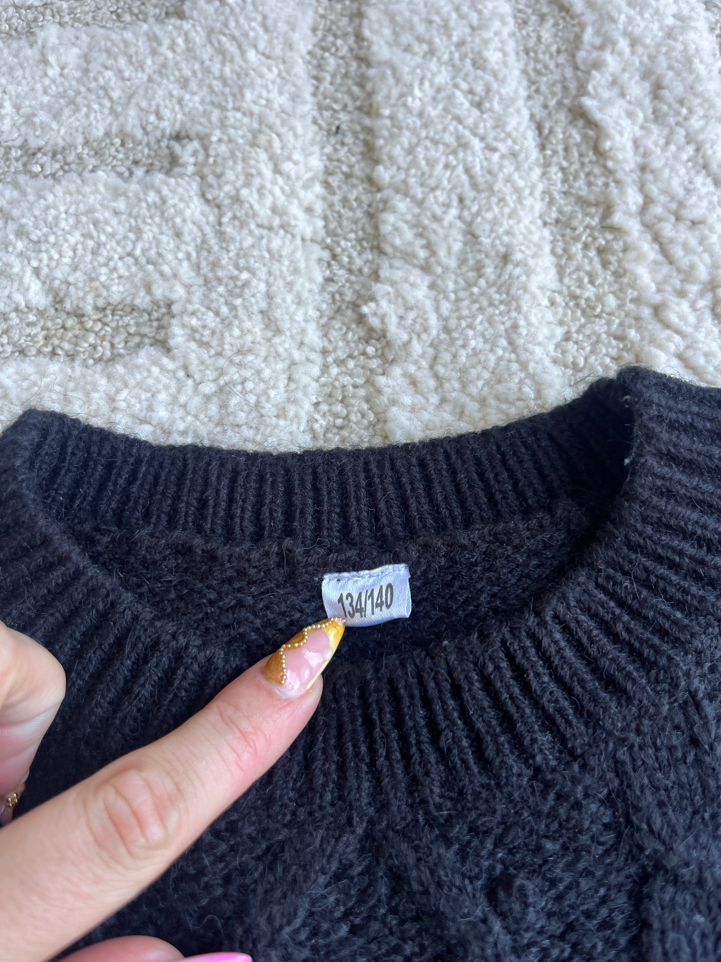 Pull sans manches en maille noir - 8/10 ans