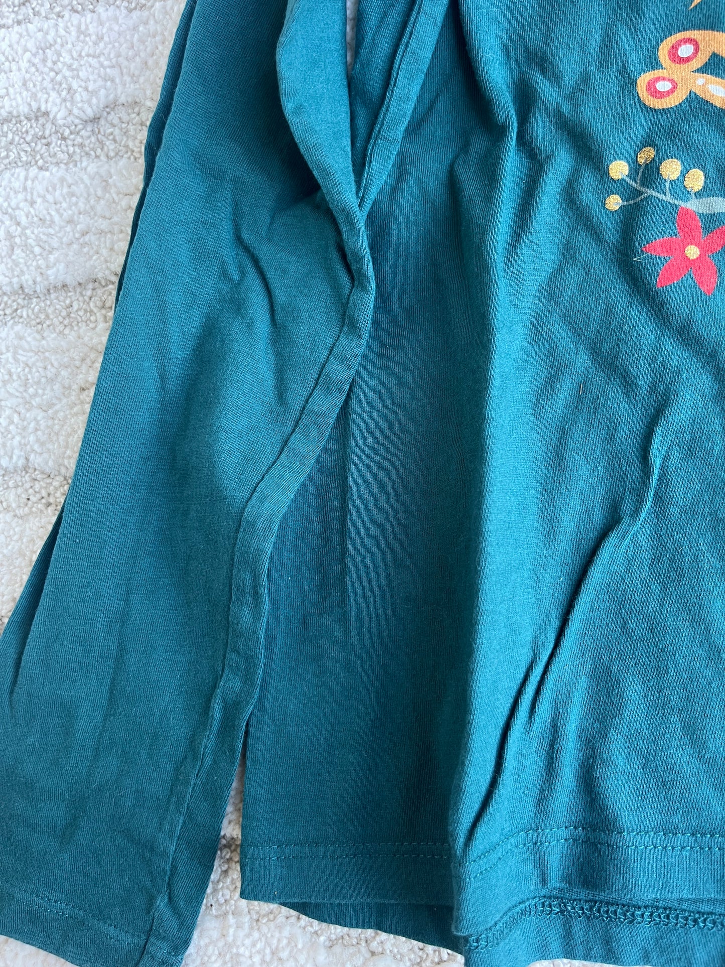 T-shirt à manches longues vert avec cheval à bascule - 12 ans