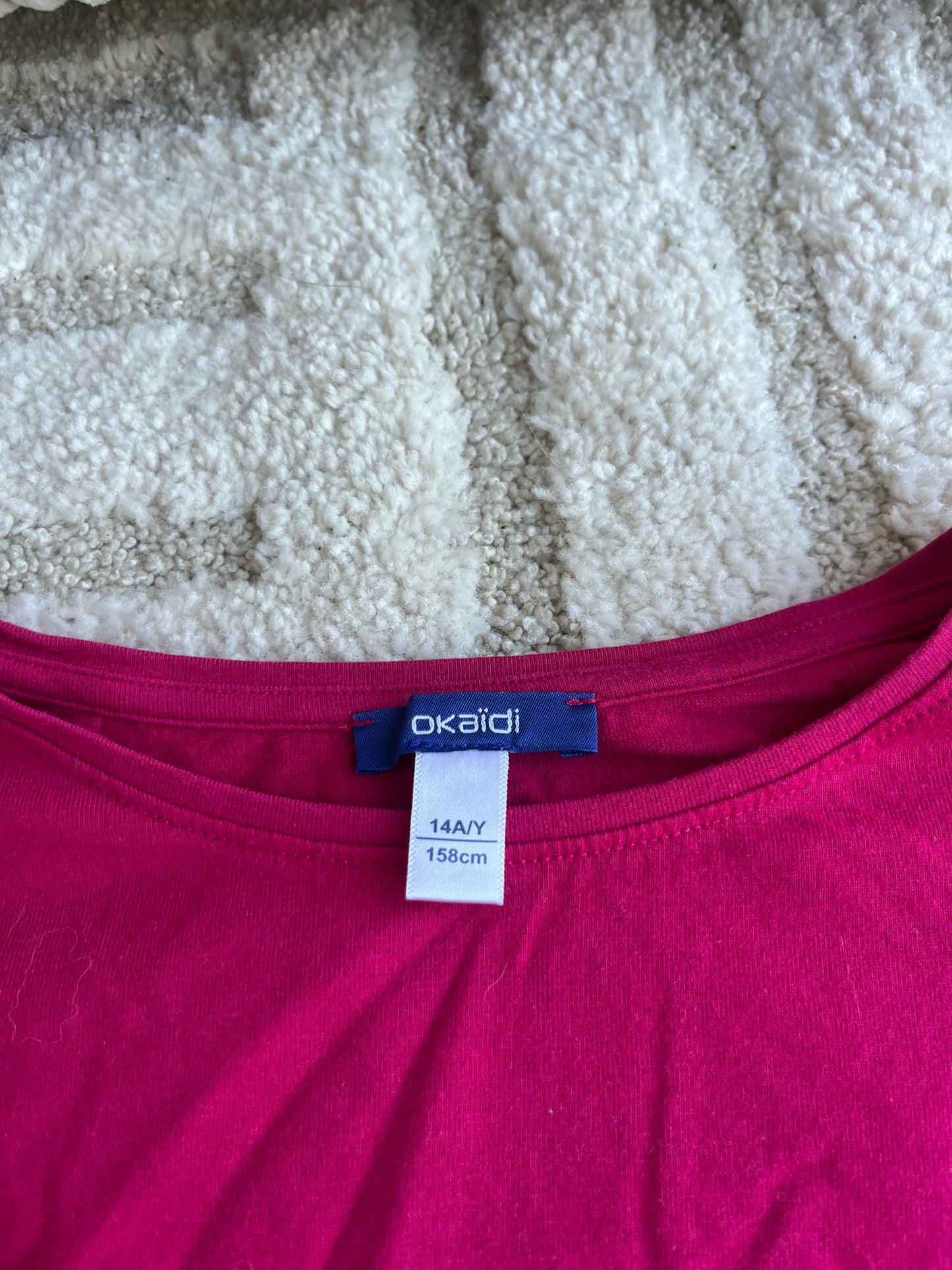 T-shirt à manches longues fuchsia oiseau fleuri Okaïdi - 14 ans