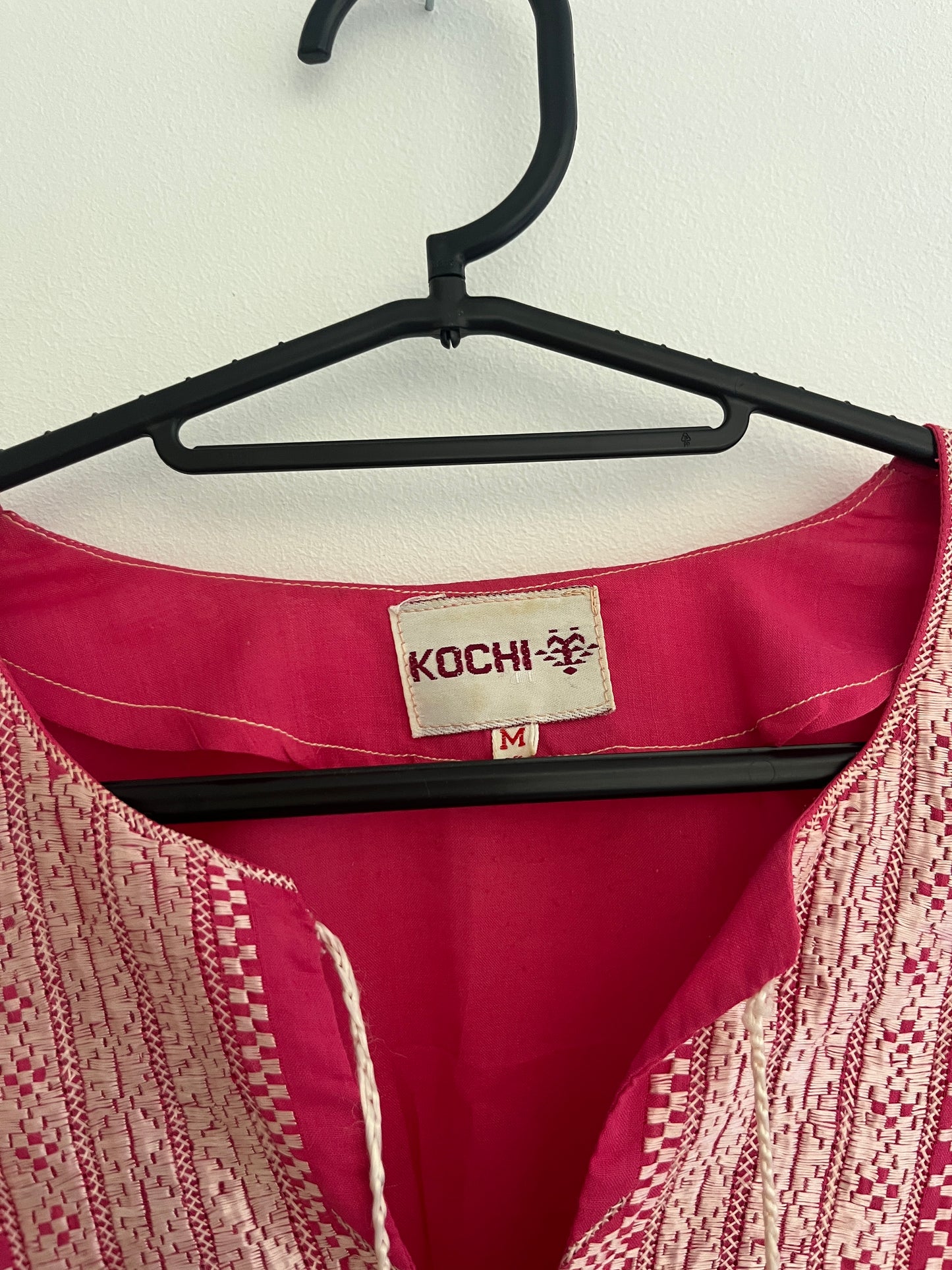 Blouse à manches longues rose détails bohèmes Kochi - M