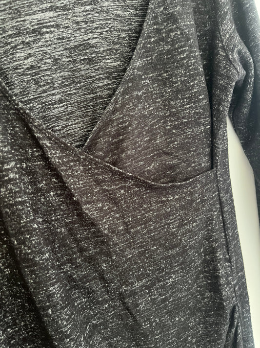 Robe de grossesse mi-longue gris chiné col croisé H&M - 38
