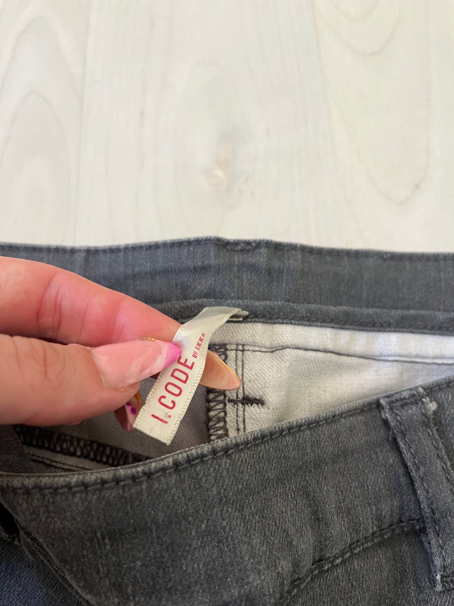 Jean gris légèrement pailletté avec zip sur le côté - 38