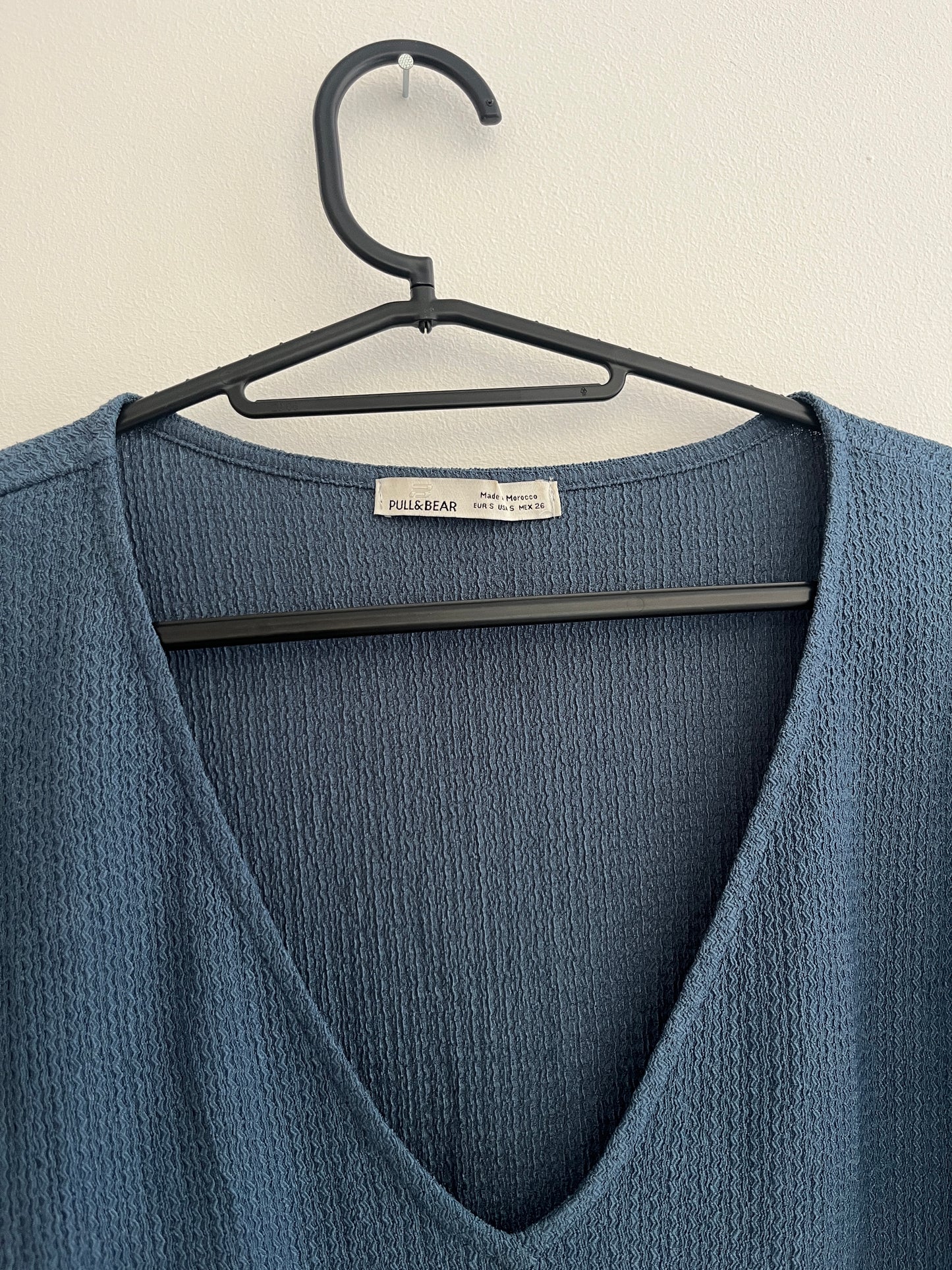 Robe courte à manches longues en maille bleu Pull&Bear - S